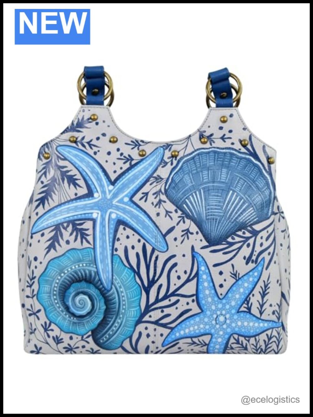 Genuine Leather Hand-Painted Satchel Bag Women's Shoulder Purse